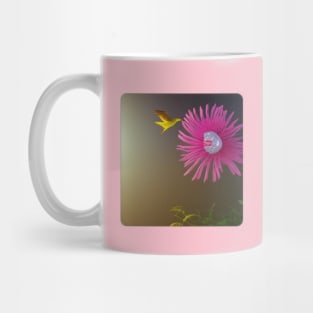 A.I. Generated Alien Flower with a Yellow Bird Mug